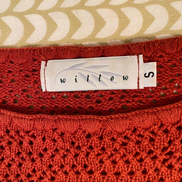 Burnt orange open weave cotton sweater with free matching scarf - Picture 2 of 4